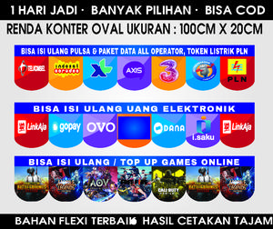 SPANDUK BANNER RENDA KONTER OVAL 100cm x 20cm Desain Elegan Mewah