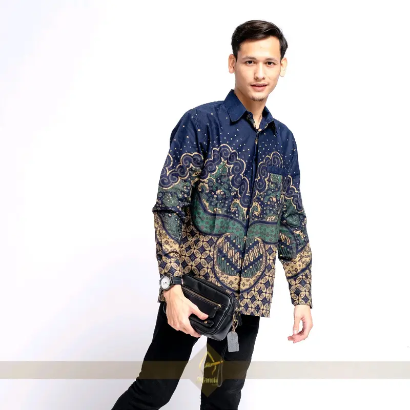 Batik Afandi Motif Wibisono Kemeja Batik Slim FIT Pria SOLO Full Furing Katun PRIMISIMA Corak Lengan Panjang Nyaman 0