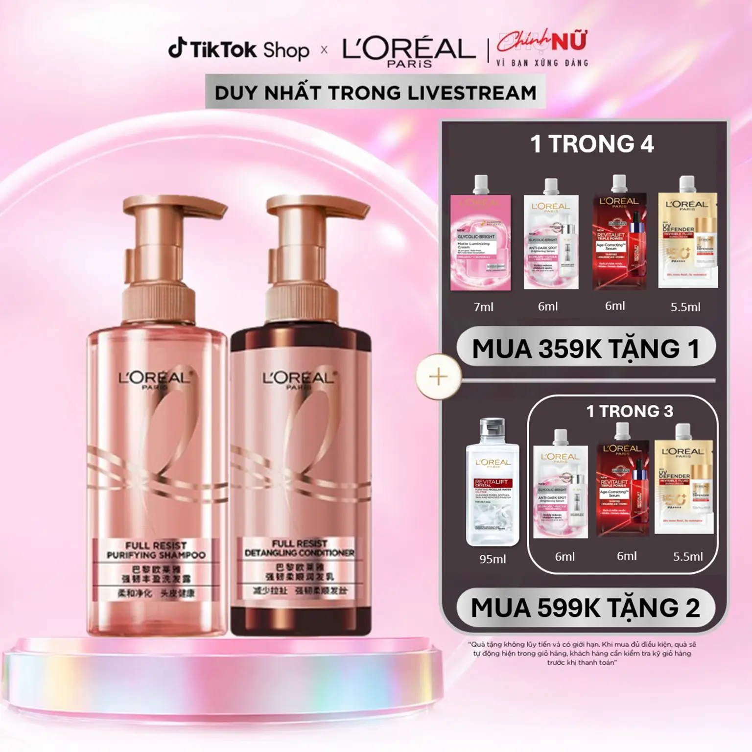 Bộ đôi dầu gội xả ngăn ngừa & giảm gãy rụng tóc, giúp tóc chắc khỏe hơn L’oreal Paris Elseve Full Resist 440ml