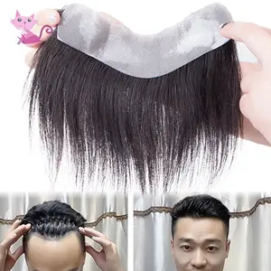 Human Hair Toupee Untuk Pria Sistem Pengganti Hairline Alami Hadiah Sempurna Versi kualitas tinggi