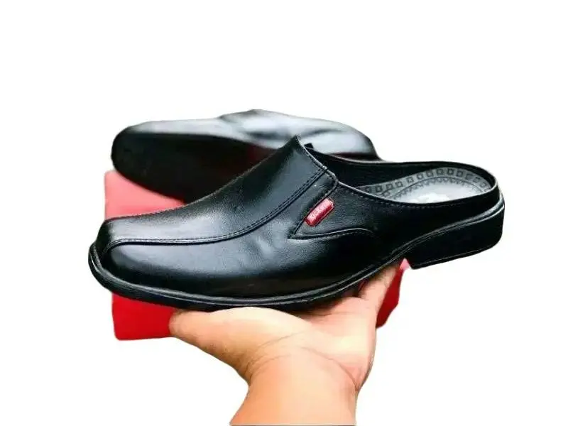 Sepatu Pantofel Kulit Pria Model Bustong Gss New Lokal Hitam Shoes - Ukuran 33-43