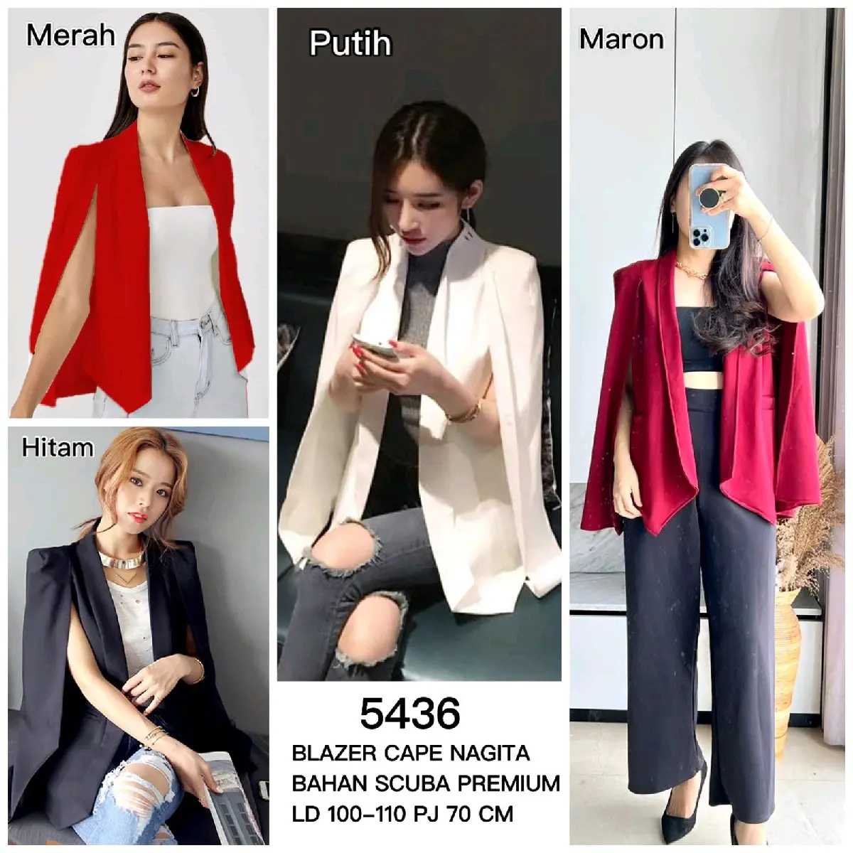 BLAZER CAPE SCUBA IMPORT 5436 MV Cardigan Fit Wanita