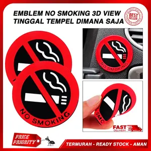 Stiker Mobil Karet Emblem No Smoking 3M Interior Mobil 3D - Car