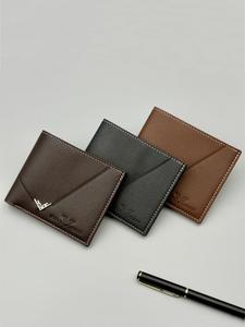 Cartera Corta para Hombre, Diseño Sencillo y a la Moda, Múltiples Ranuras para Tarjetas, Cuero Prensado Horizontal y Vertical, Estilo Juvenil