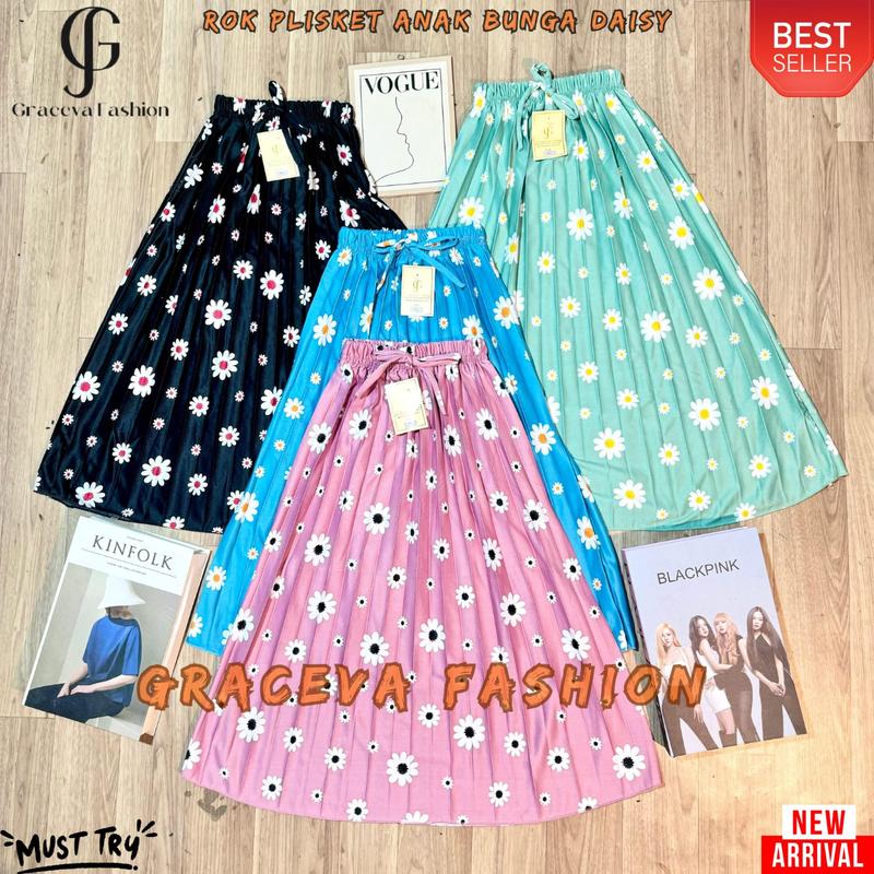 Rok Plisket Anak Motif Bunga - Skirt Pleats Kids Rok Anak Plisket Premium 2