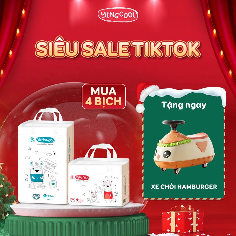    Tặng Xe Chòi Hamburger - Combo 4b   Bỉm YINGCOOL Size NB64 SD60 MD56 MQ50 L48 XL44 XXL42 XXXL40 