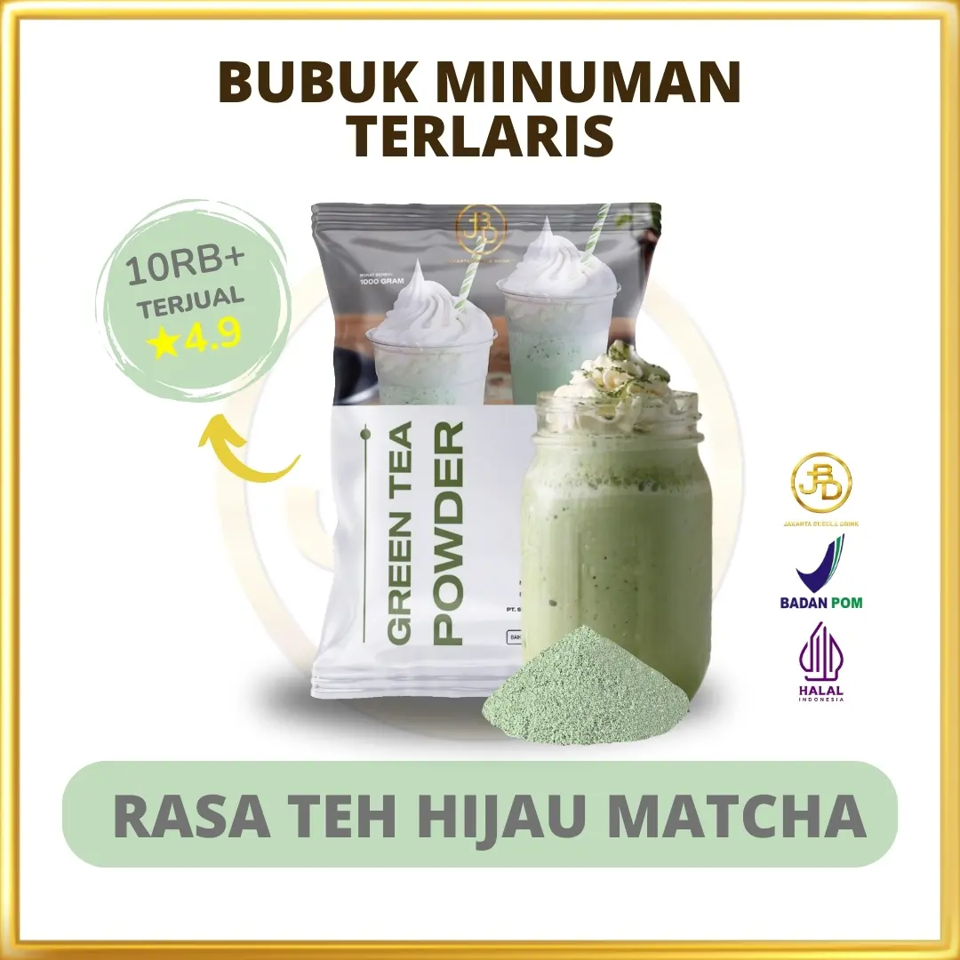 Bubuk minuman Premium Rasa Green Tea 1Kg || Jakarta Bubble Drink Greentea Powder || Serbuk Matcha
