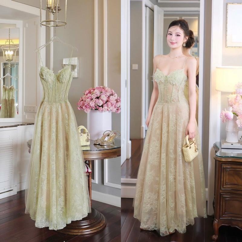 Có bigsize-Hàng chuẩn Đầm ren xoè from dài 2 dây có gọng kim sa Kho Sỉ Hải Chuyền Đ227