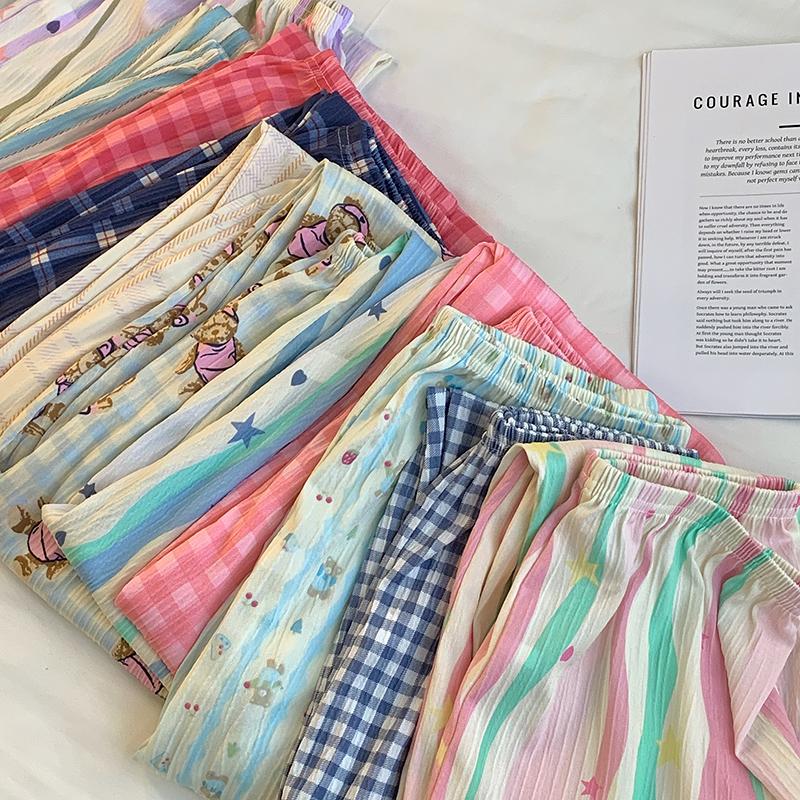 Product Introduction of 20% OFF First 30 Orders Women Pajamas trousers Cool and Breathable in Summer, Korean Style, Cute Cartoon, Casual, Loose, Home-style, Outdoor-wear Trousers, Various Types, Various Patterns, One Size 40kg-70kg Pants Nightwear Loungewear 9