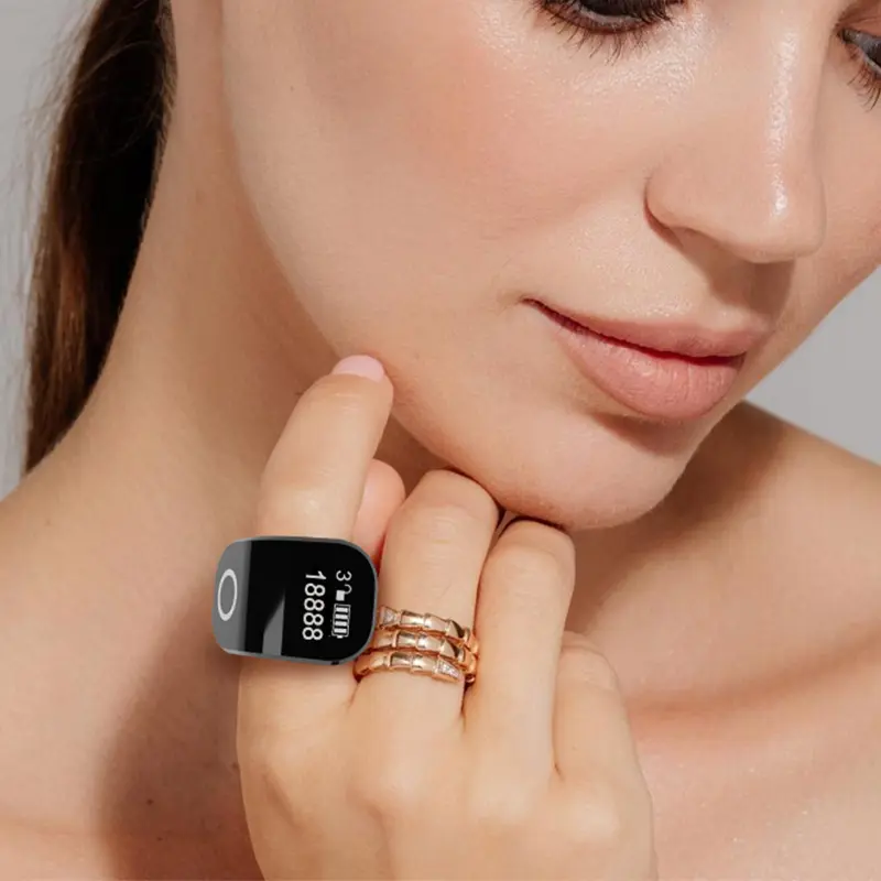 Vòng Đếm Cảm Ứng Cầm Tay Thông Minh, Có Thể Sạc Lại USB, Màn Hình OLED, Có Thể Điều Chỉnh Kích Thước, Sạc TYPE-C, Màn Hình Độ Nét Cao, Món Quà Lý Tưởng Cho Năm 2024, Thiết Yếu 3