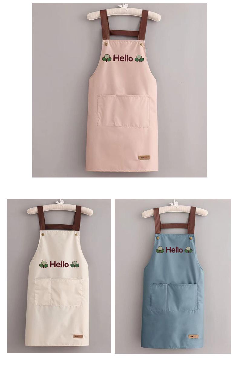 Product Introduction of Solid color modern simple waterproof strap kitchen household waterproof oil apron 15