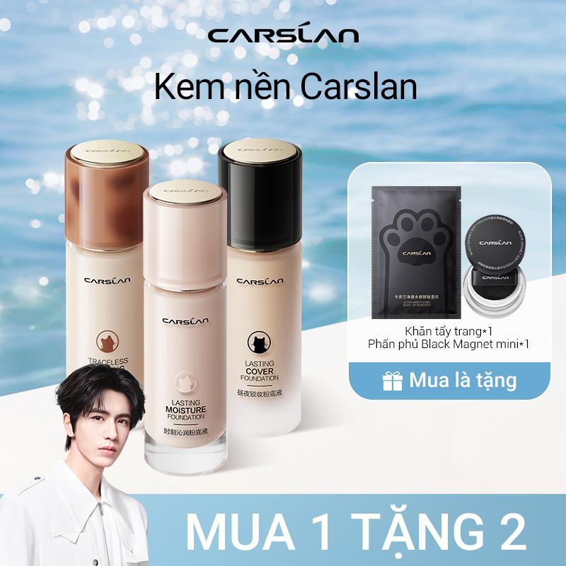 Livestream Kem Nền Carslan Dạng Lỏng Kiểm Soát Dầu Lâu Trôi Chống Thấm Nước 30ml+ Free gifts phấn phủ mini * 1+ khăn tẩy trang *1