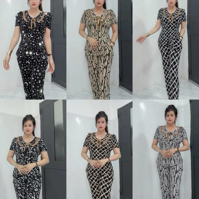 Đồ bộ thun nữ tay ngắn quần dài ống ôm size 48-85kg thun aty _Tâm Đan Áo.đồ bộ nữ Nhung Top Polo Ong Women