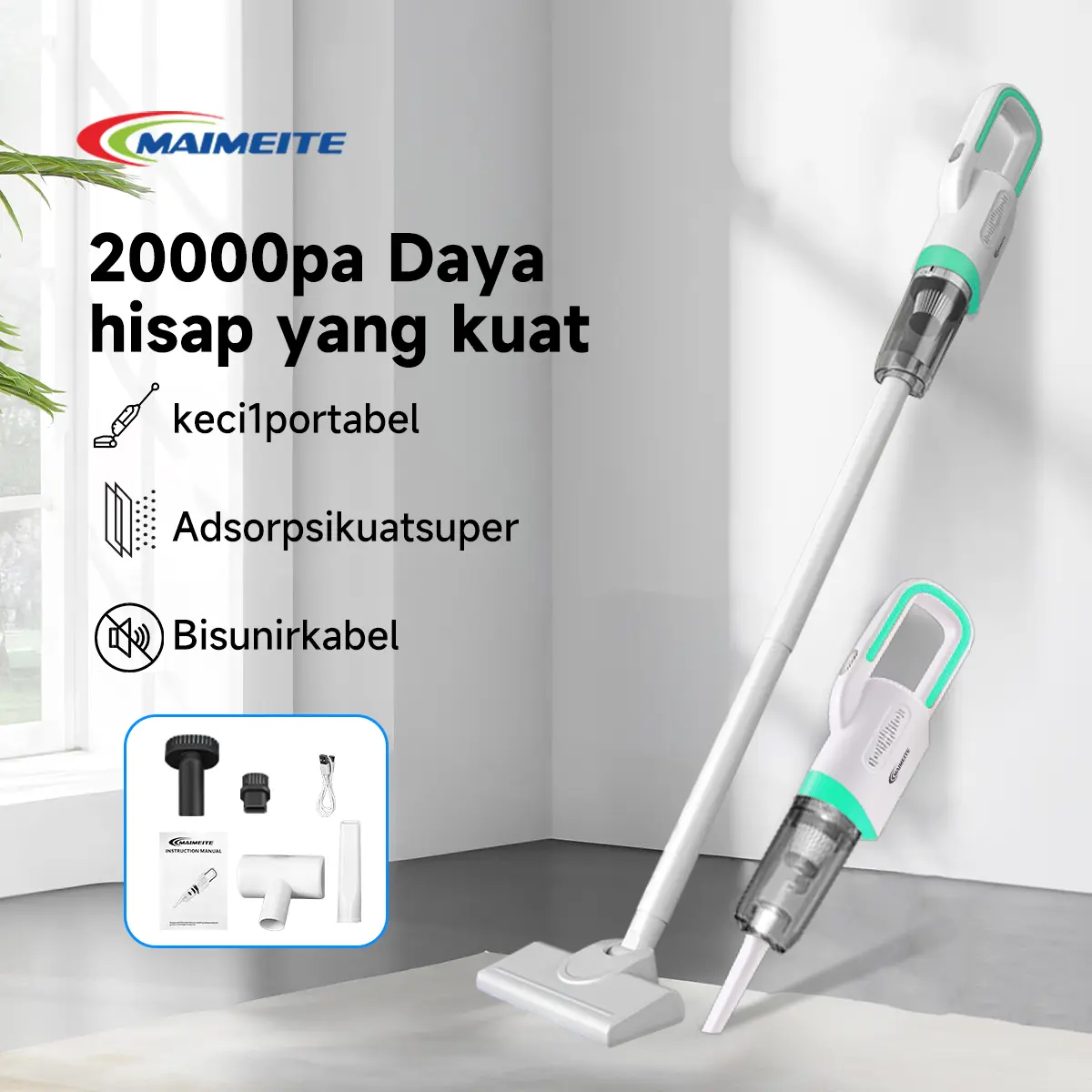 MAIMEITE Vacum Cleaner alat pembersih karpet  Penyedot Debu 5 IN 1Cordless Portable 20000Pa Mini Penyedot Debu Membersihkan
