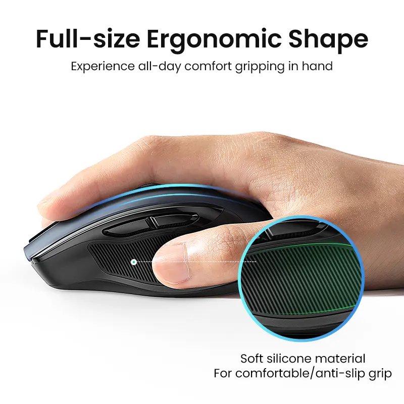 Chuột không dâyUGREEN Bluetooth 5.0, 2.4G, đa chế độ, cần  xài pin A A  (sản phẩm không  có  tặng pin), nút im lặng, 90855 3