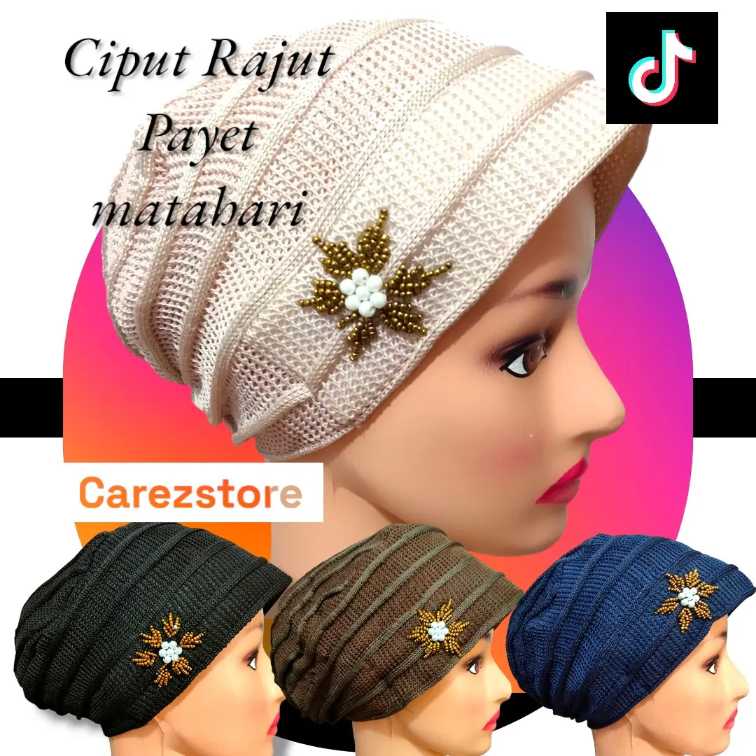 Ciput Rajut Nenek Bunga Payet Matahari/ciput Jilbab/ Kerudung/ Instan Renda Dalaman Dewasa inner hijab