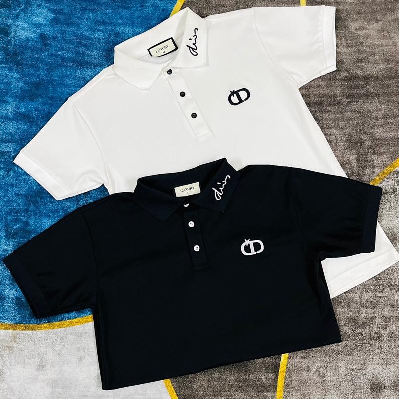  Áo polo nam cổ thêu chữ phối 3 nút trẻ trung chất boy phố Menswear Ngắn Tay Có Cổ Shirt 