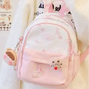 【Aesthetic】Tas Ransel Lucu Mini Wanita pink tahan air bahan tinggi kuliah kanvas laptop siswa Tas sekolah ins korea import fashion  backpack