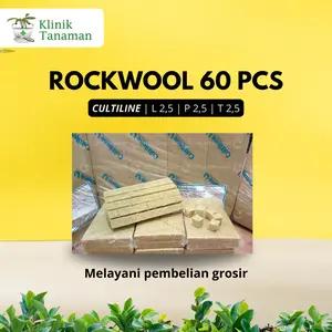 Rockwool Media Tanam Hidroponik 60 pcs ukuran 2.5cm x 2.5cm x 2.5cm Cultilene Siap Pakai Media Semai Bibit Benih Hidroponik Organik untuk Persemaian & Tanam Tanaman Hidroponik Premium Rockwool Original Import