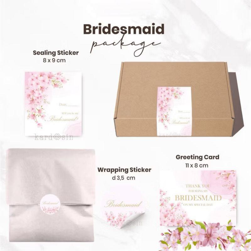 FULL SET Box Bridesmaid with Sticker and Card Bridesmaid 1