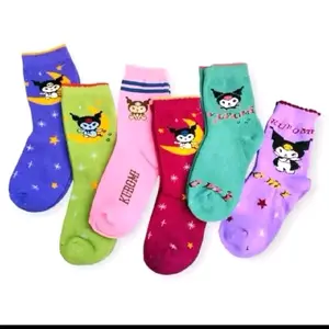6 pasang Kaos kaki anak TK/SD motif karakter kuromi untuk anak perempuan fashion