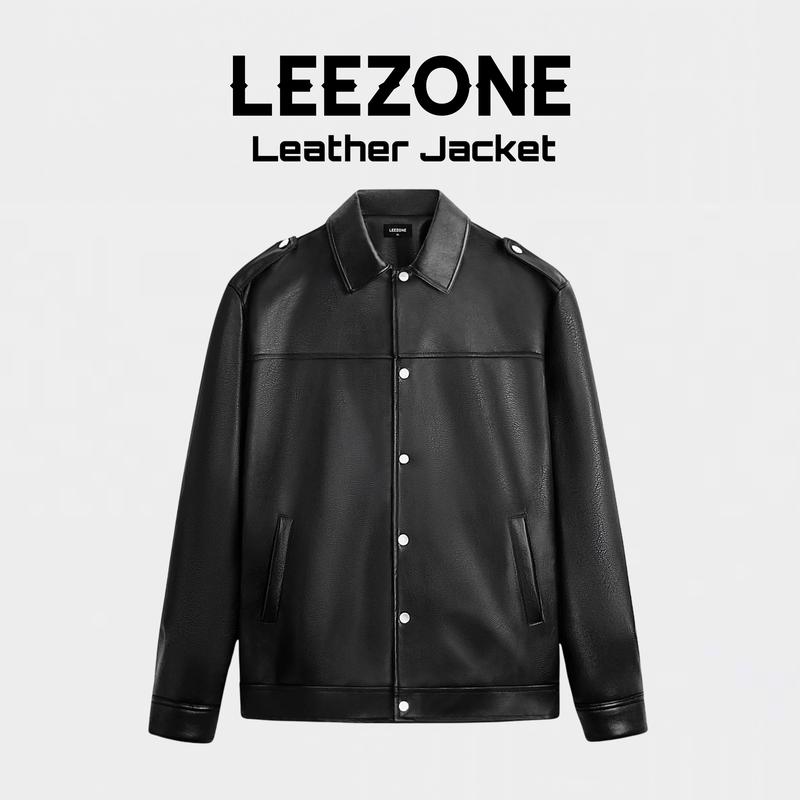 [MỚI] Áo khoác Da PU nam LeeZone dày đẹp cao cấp | Da PU Đai Vai