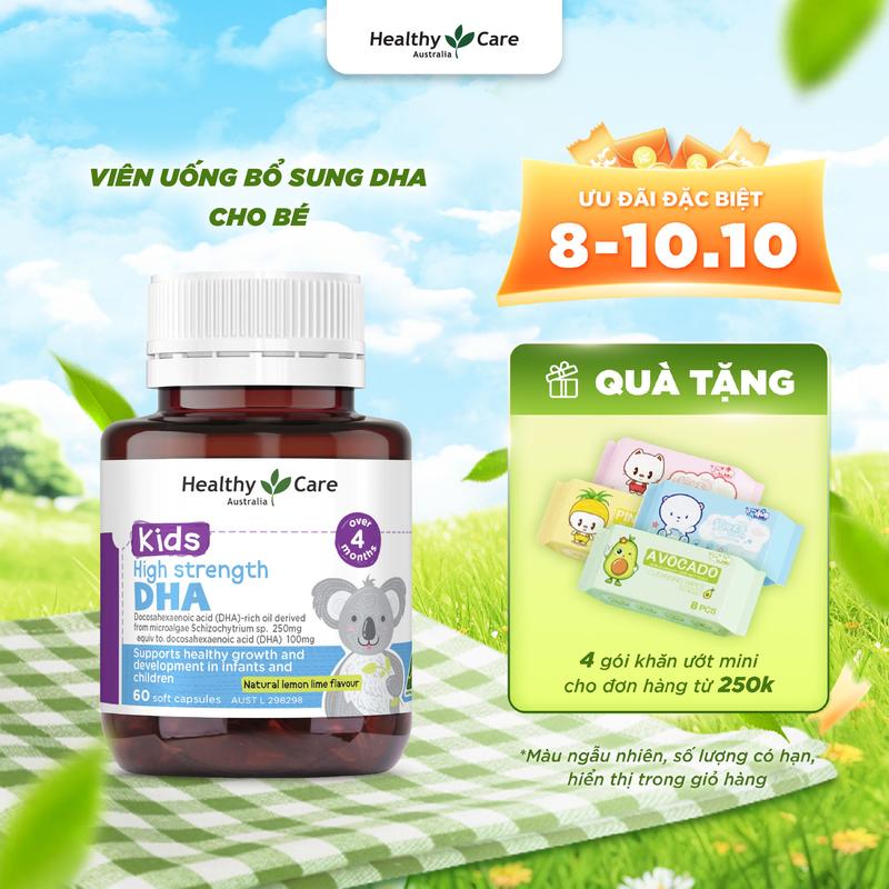 Viên Uống Bổ Sung Dưỡng Chất Cho Bé Healthy Care High Strength DHA 60 Viên Men Vi Sinh