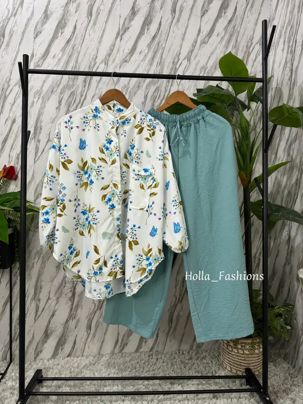 HF - Oneset Lagertha Motif Bunga Katun Crincle  Setelan Wanita 1