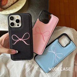 Coquette Ribbon Puffy Case untuk Iphone 11-15 Pro Max dengan Bantalan Busa dan Lubang untuk Phone Strap - Handphone, Rubber