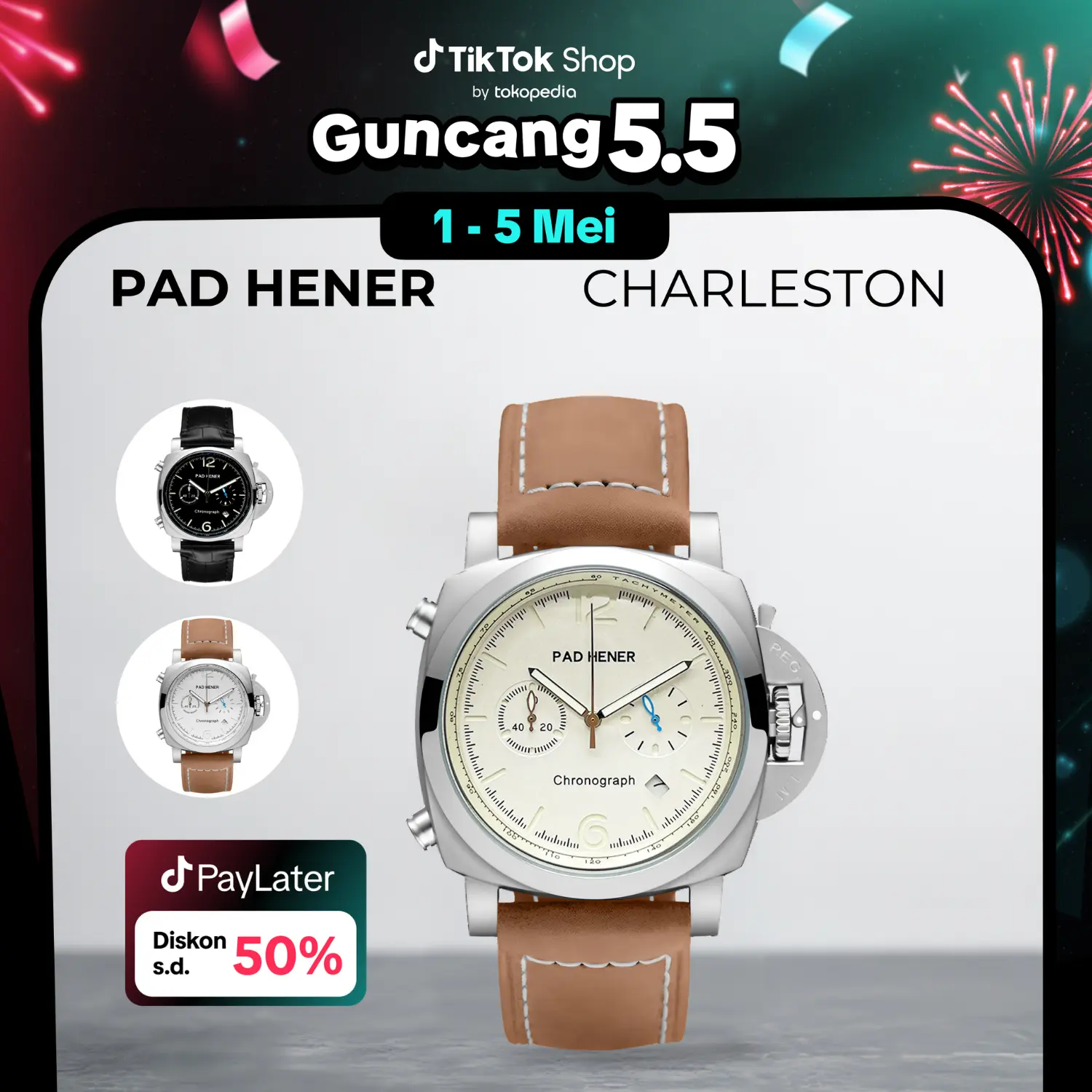 PAD HENER CHARLESTON Jam Tangan Unisex Anti Air Original Kulit Original Water Resistant