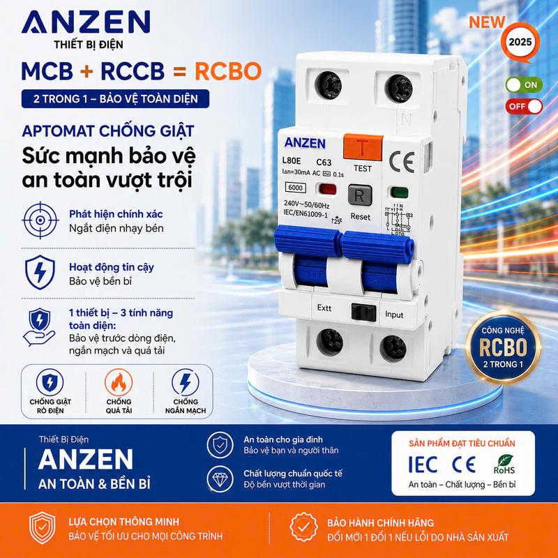 Aptomat Chống Giật ANZEN – RCBO Bảo Vệ An Toàn Điện Cho Mọi Gia Đình & văn…