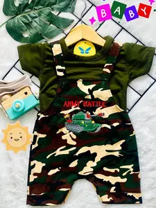 Jumpsuit Bayi Jumper Bayi Newborn Baby Tutup Pakaian Bayi  0-8 bulan motif Karakter Army Tank Bordir Bunda Cotton