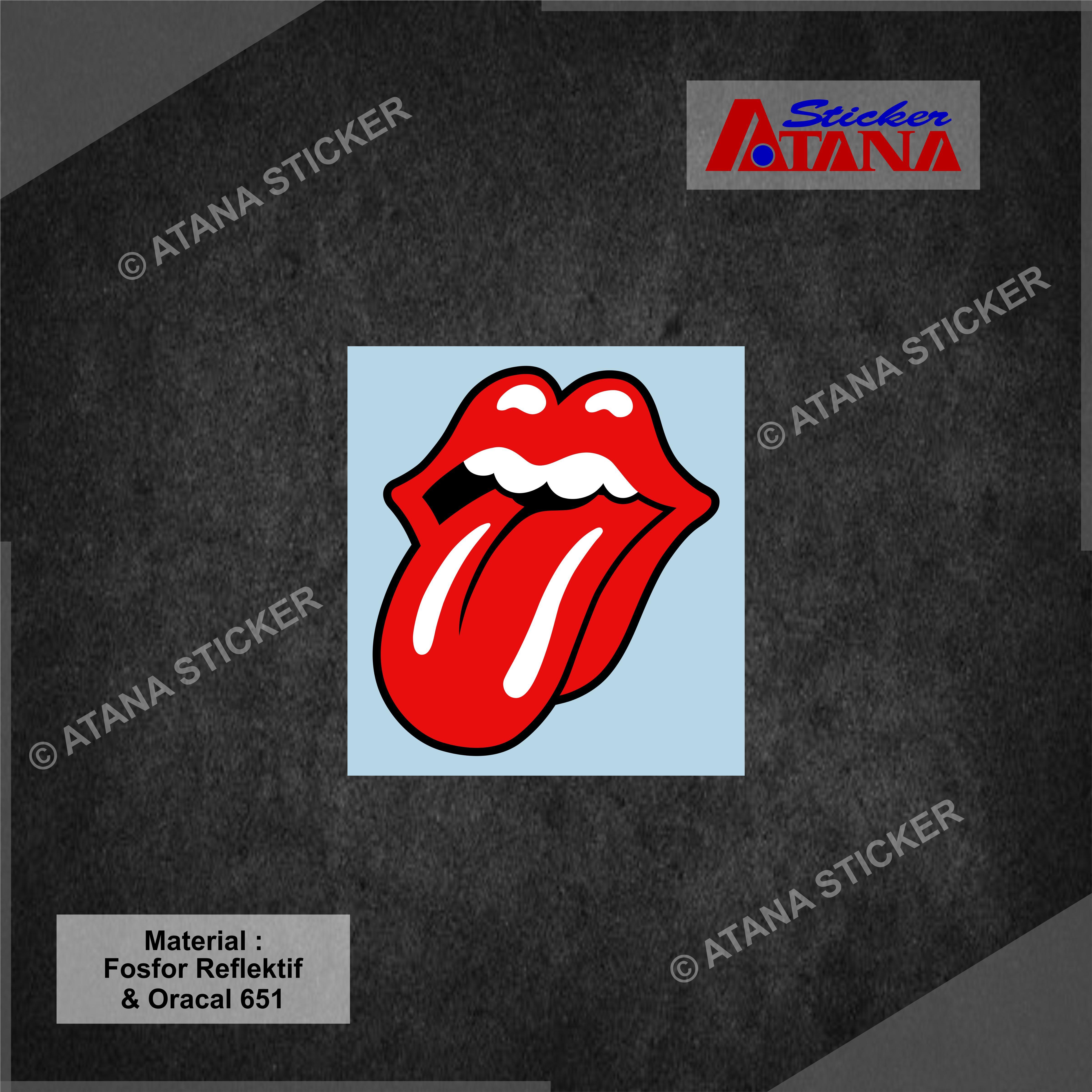Stiker Cutting The Rolling Stones Band Musik Logo Emblem Lidah Bibir Merah Mick Jagger Jones Sticker Decal Aksesoris Variasi Hp Laptop Helm Motor Mobil Kaca Dinding