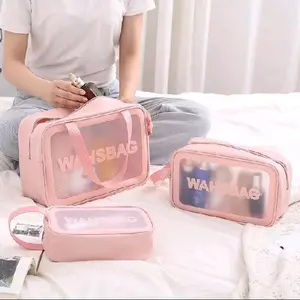 Washbag travel pack / washbag beranak / tas kosmetik Hitam pink