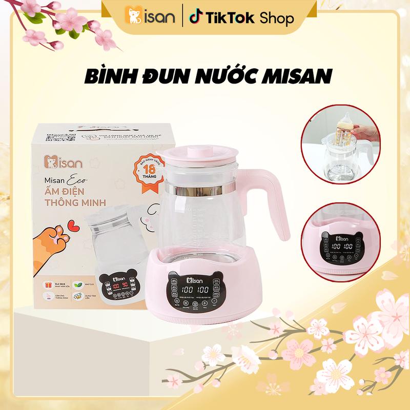[KOC] Bình Đun Nước Pha Sữa MISAN Eco, Ấm Đun Nước Giữ Nhiệt Hâm Sữa, Tiệt Trùng Đồ Dùng Cho Bé (Tặng cốc hâm sữa và gói tẩy cặn canxi)