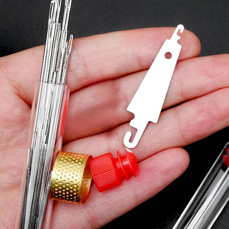 Jarum jahit praktis set isialat bantu memasukanbenang mata nenek one second needle 5