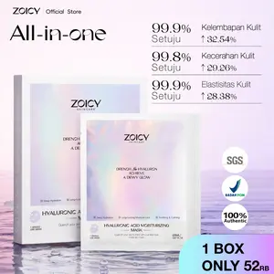 [Masker Favorit Sandrina] [BPOM] ZOICY Masker Wajah Mencerahkan 5pcs 1 Box - Whitening Sheet Mask | Anti Kerut | Melembapkan l Mengencangkan | Menutrisi | Menenangkan | 3D Hyaluronic Acid Moisturizing | Niacinamide Brightening | Salicylic Acid | Centella