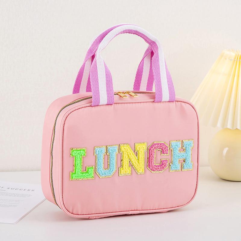 Product Introduction of Large Capacity Nylon Preppy Lunch Box Reusable Lunch Tote Bag LunchBag for Girls Cute Easy packing 19