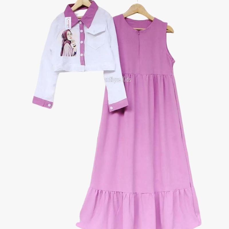 set anak gamis perempuan cardy 3-11 tahun 2