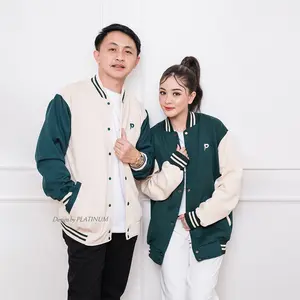 PLATINUM WORLD Jacket Varsity Polos Outerwear Varsity Jacket Baseball East Team Fleece Black Q1 Fit Lembut