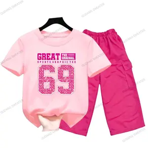 Setelan Anak Perempuan Usia 5-12 Tahun KAOS Dan Celana Cargo Viral GREAT 69 Fashion Baju