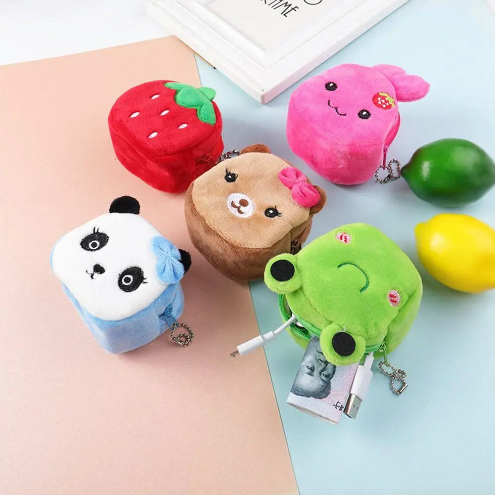Cute Soft Plush Fruit Plush Wallet Zipper Purse Coin Pouch Card Holder