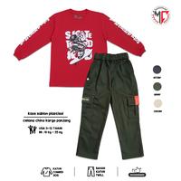 Gambar MAXIMO.CO Setelan Baju Kaos Anak Skater Kid Red & Celana Chino Kargo Panjang Katun 3 Warna untuk Usia 3-12 Tahun - Skater Kid Red + aktive kargo Hitam, Kaos M (4 thn) aktive kargo M (4-5 thn) dari Maximo Clothing Store Kab. Bandung 3 Tokopedia