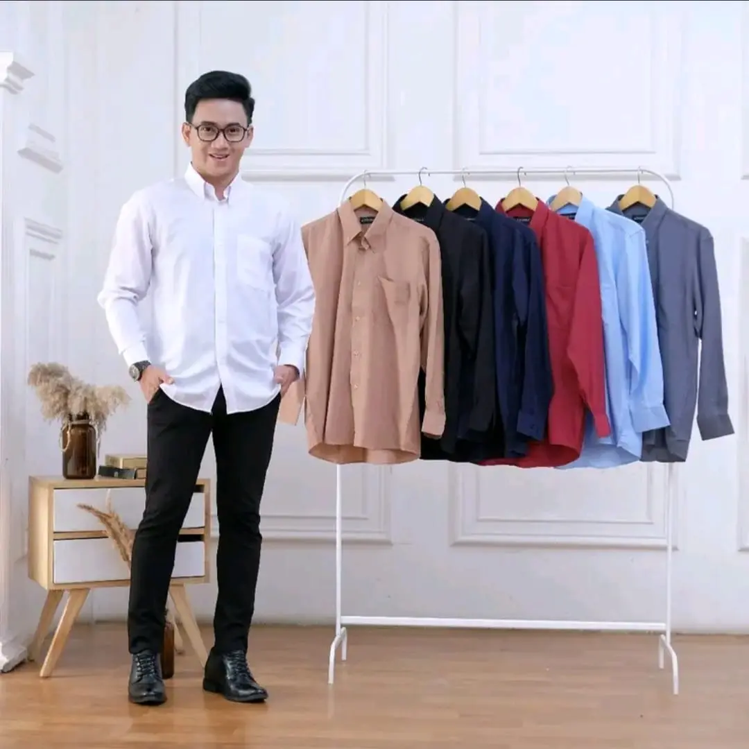 Kemeja Polos Formal Putih Pria Ninehill