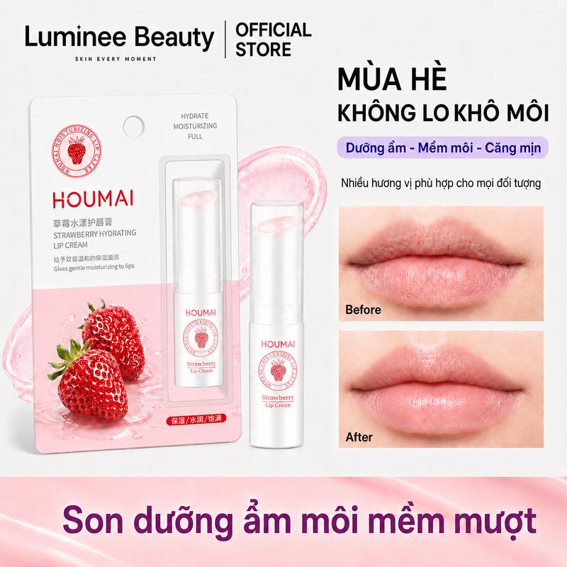 【HOT SALE】Son dưỡng môi Vitamin E chiết xuất dâu tây/mật ong/lô hội, Son Dưỡng Môi Mỏng Nhẹ Mùa Hè, Dùng Hằng Ngày & Lót Môi Trước Khi Đánh Son, tinh chất trái cây, dưỡng ẩm và cấp nước, làm mờ nếp nhăn môi ,Son dưỡng môi dành cho nữ và namB18