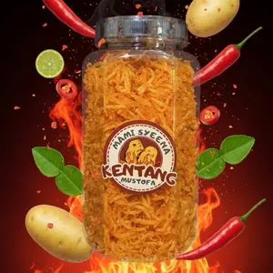 (Mami Syeena) Kentang mustofa - Pedas Daun Jeruk - Original Kemasan botol 700ml Keripik Kering
