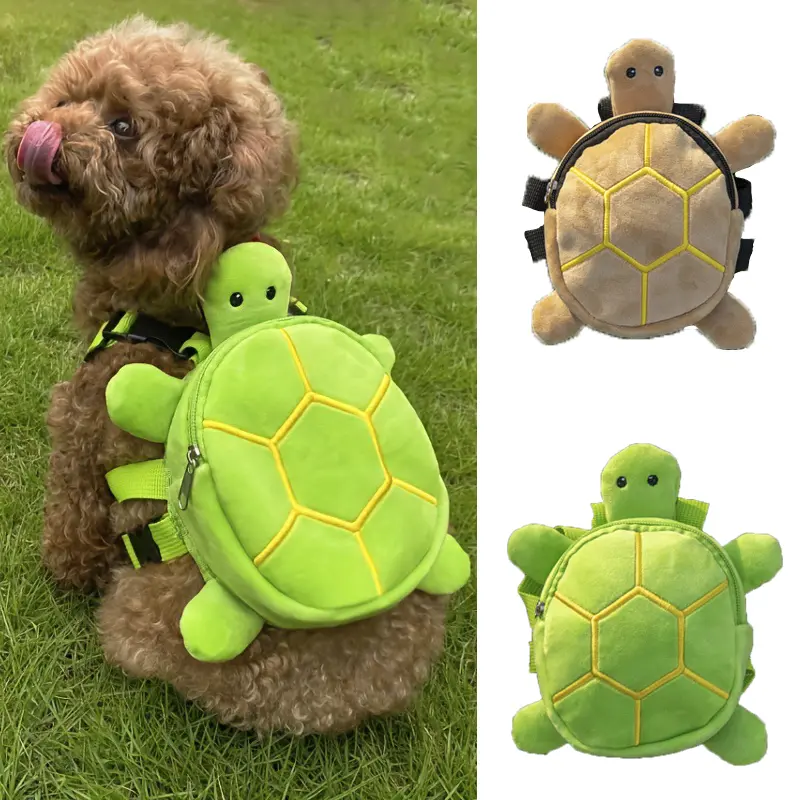 Cartoon Turtle Shape Dog Backpack No Pull Pet Harness Vest Self Carrier Metal Zipper Large Capacity Backpack Pet Products