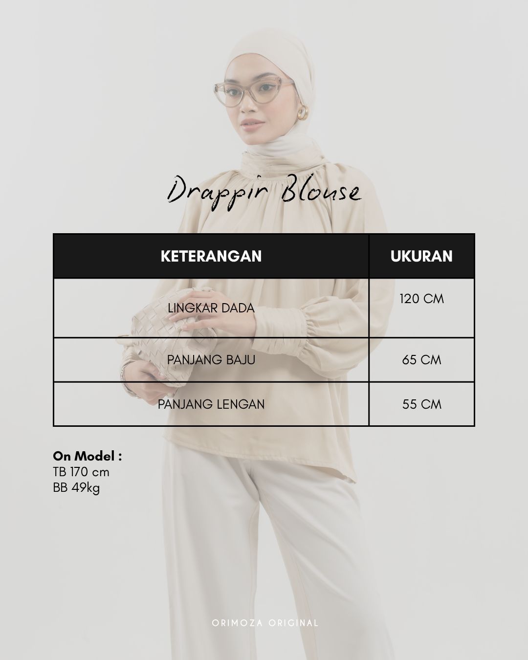 Orimoza Drapir Blouse Turtle Neck Rayon Twill Premium