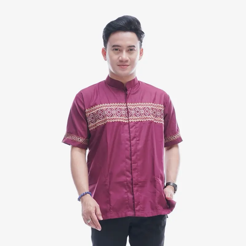 Al-khaj Baju Koko Muslim Bordir Pria Dewasa Lengan Pendek 6