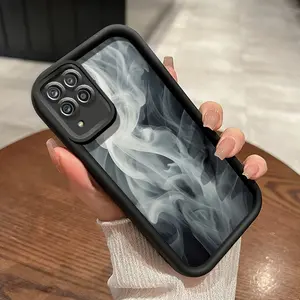 Casing Hp untuk Samsung Galaxy A12 4G A12 5G F12 M12 Case pola kabut berwarna Softcase baru HP lunak ganda Kesing pelindung silikon sederhana Casing